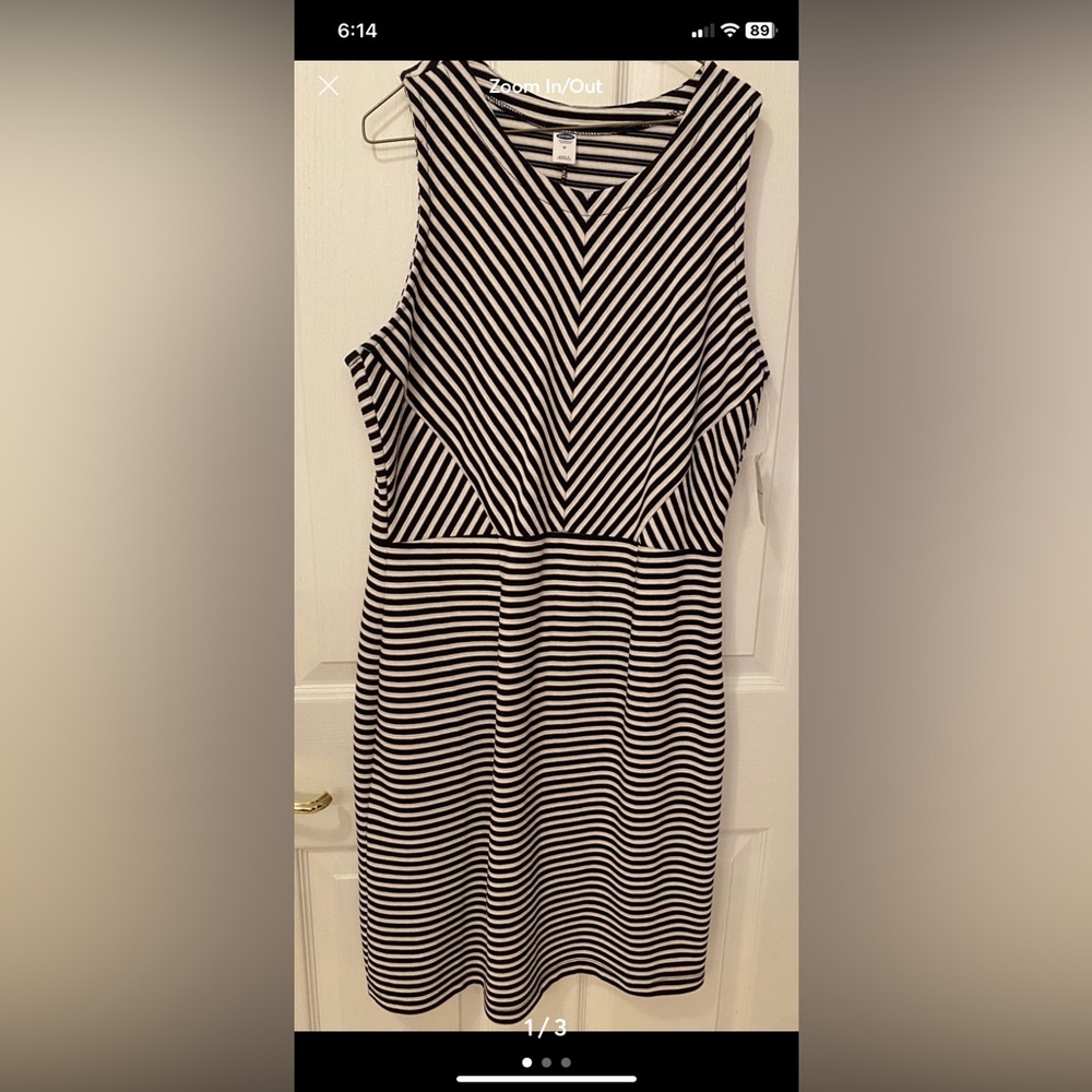 Old Navy Black White Stripe sleeveless mini dress